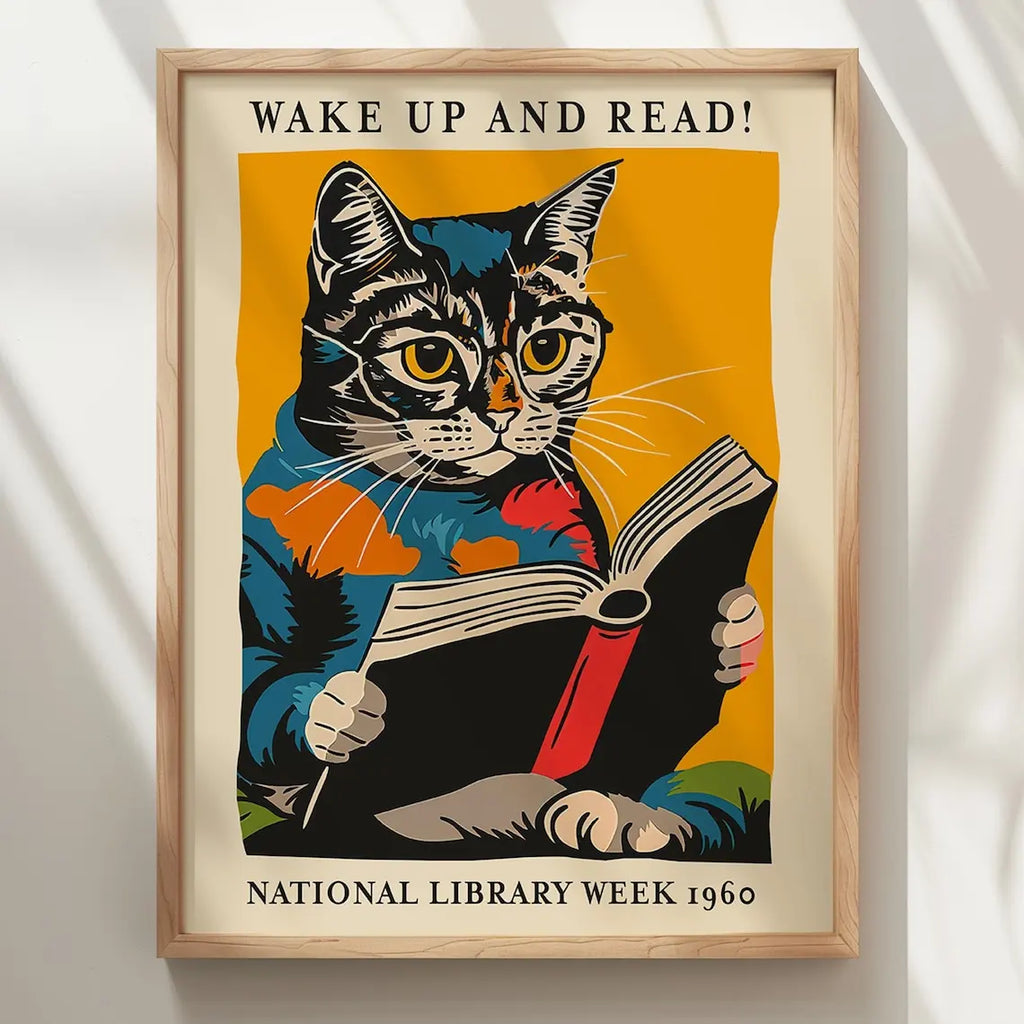 Réveillez-vous et lisez la Semaine Nationale de la Bibliothèque 1960 Impressions d'art mural sur toile Peinture Affiche Photo pour salon Décoration intérieure