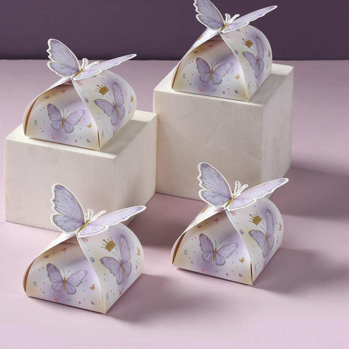 Caja de regalos de dulces de mariposa rosa, decoración de fiesta de cumpleaños feliz para niñas, suministros de fiesta de cumpleaños de mariposa para bodas, decoración de baby shower