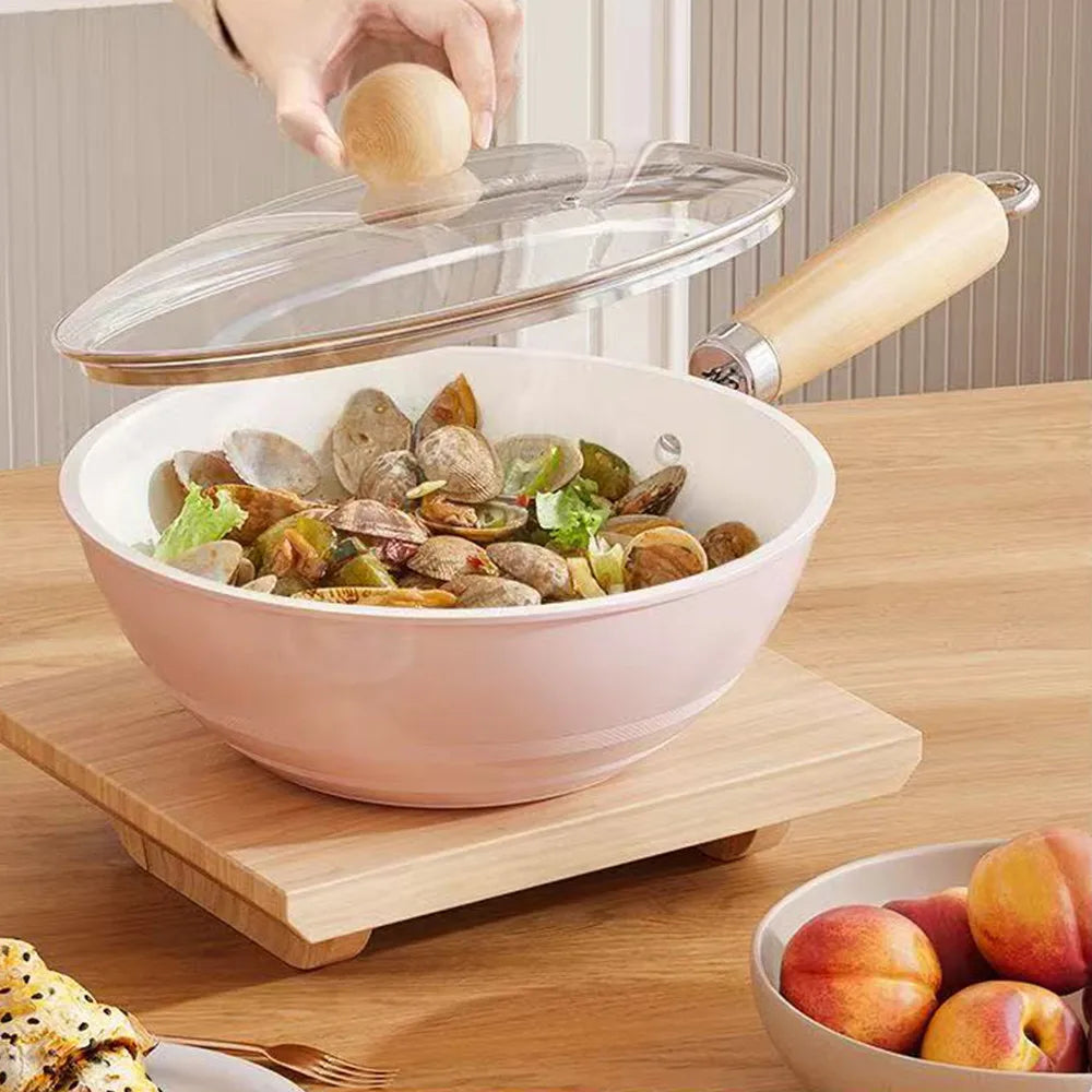 Mini poêle à frire antiadhésive en céramique, wok, poêle à œufs, steaks, crêpes, compatible tous feux (induction, gaz), ustensile de cuisine