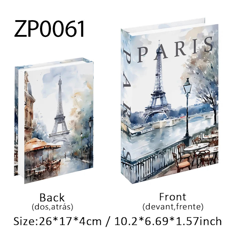 Paris Rome Dubai Luxury Decorative Books Interior Decoration Fake Book Storage Box Coffee Table Bedroom Ornaments Home Decor