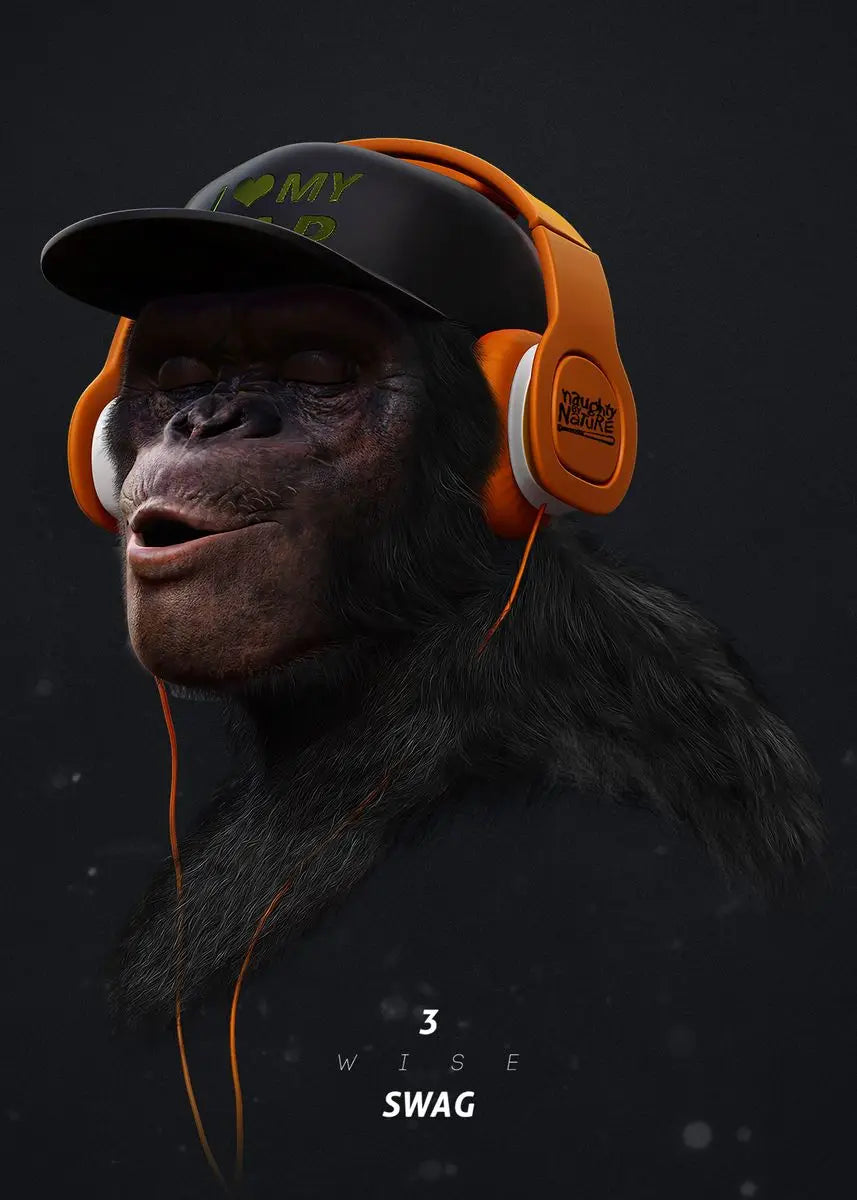 Tres monos con swag, pósteres e impresiones en lienzo, pinturas de moda de monos de hip hop para pared, arte, cuadros de animales, decoración de habitación