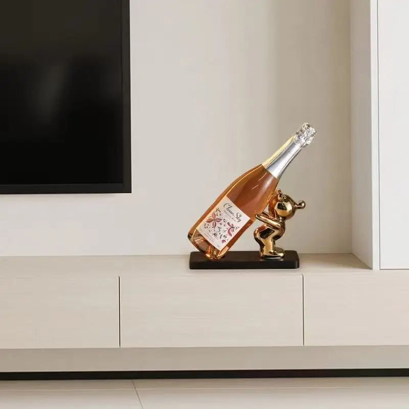 Soporte de almacenamiento de encimera para botellas de vino de oso de burbujas de cerámica para bodas, fiestas y decoración del hogar