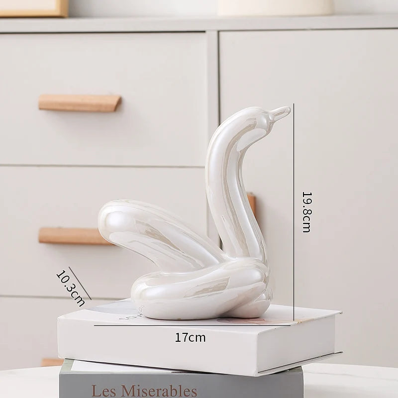 Nordic Ceramic Swan Sculpture Animal Decorative Figurine Home Decor Room Accessory Swans Decorative Item