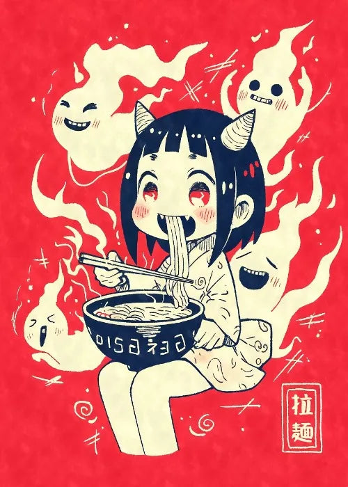 Cat Ear Anime Girl Eating Ramen Poster Aesthetic Anime Ramen Art Prints Japanese Style Cartoon Decor Sexy Girl Canvas Painting
