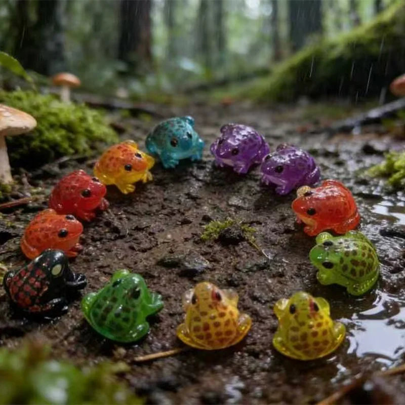 Luminous Frog Statues Colorful Resin Car and Garden Decorations, Perfect for Moss Landscapes and Car Accessories Party Gifts