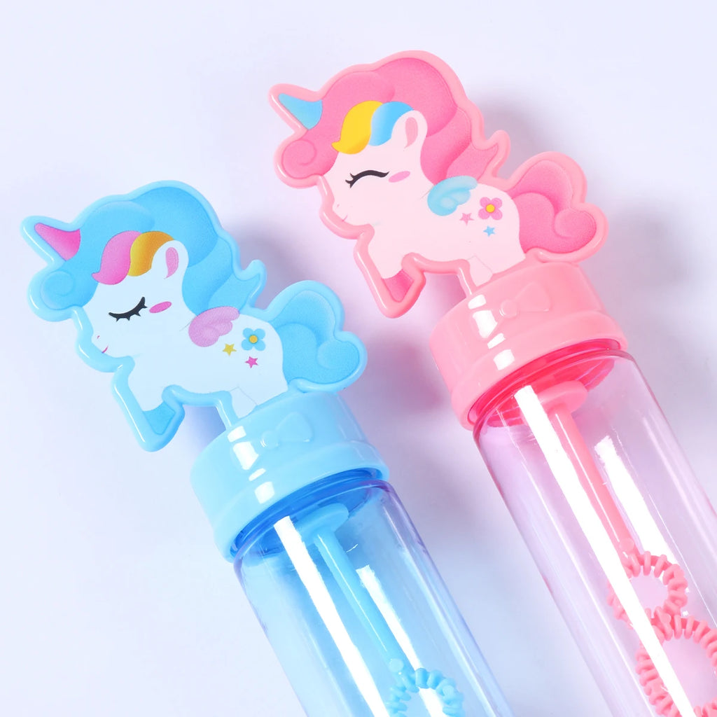 Botella de jabón de burbujas de unicornio azul y rosa, decoración de fiesta de cumpleaños de unicornio, juguetes de recuerdo para niños, regalos para invitados, baby shower