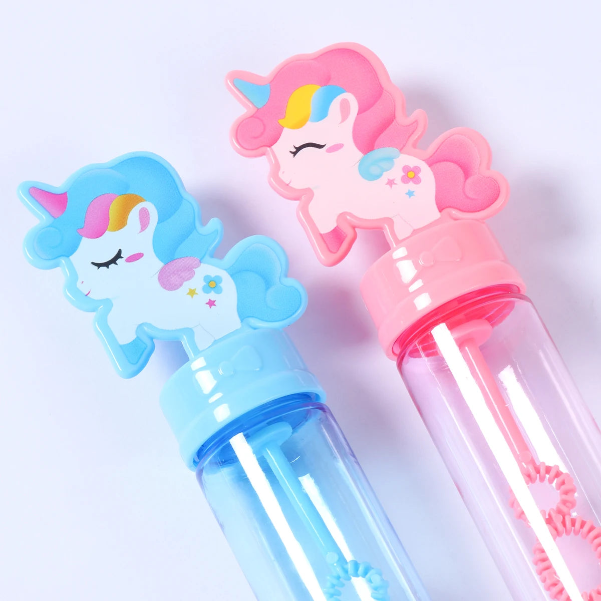 Botella de jabón de burbujas de unicornio azul y rosa, decoración de fiesta de cumpleaños de unicornio, juguetes de recuerdo para niños, regalos para invitados, baby shower