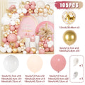 Kit de guirnalda de globos Retro rosa blanco dorado, arco, decoración para fiesta de cumpleaños, baby shower de niños, suministros para fiesta de boda, globos de látex