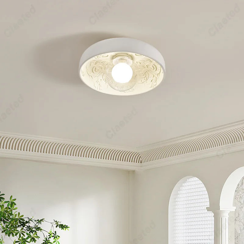 Lámpara de techo LED europea simple y creativa, estilo crema, para sala de estar, comedor, pasillo, porche, iluminación decorativa.