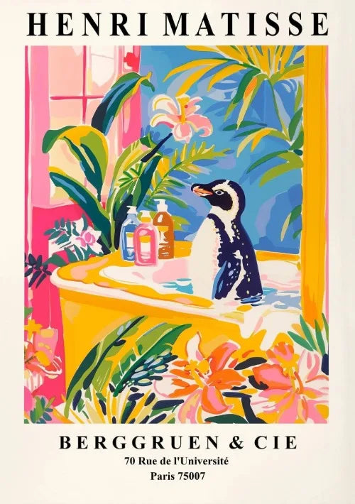 Matisse Animals in The Bathroom Poster Wild Animals Matisse Art Painting Wall Decor Colorful Wall Decoration Canvas Prints Gift