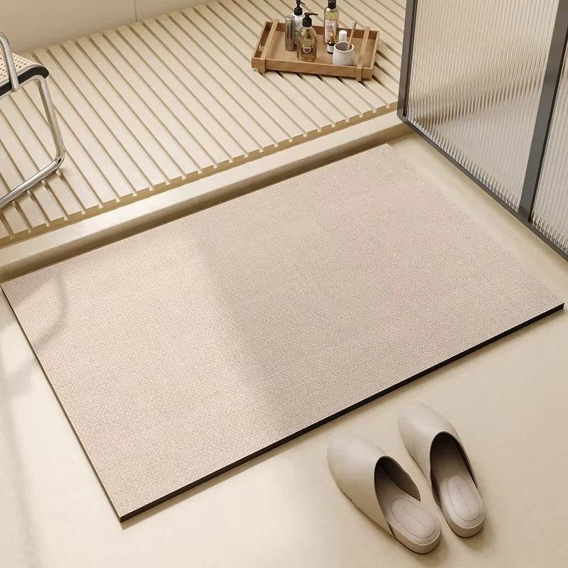 VIKAMA Tapis de bain en terre de diatomées, style simple, pour salle de bain, tapis absorbant, tapis de sol, séchage rapide, facile d'entretien
