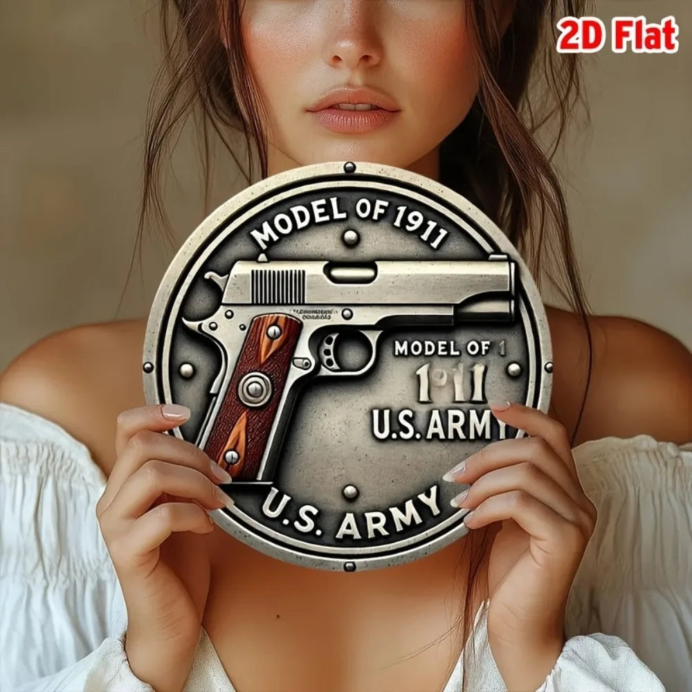 Retro Military Vintage Aluminum Sign - 7.8x7.8" 2D Flat Wall Art, Bar Cafe Beach House Decor