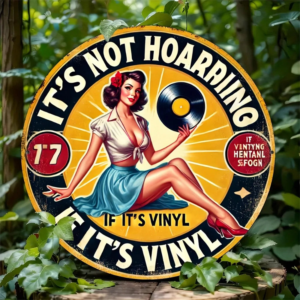 Classic Iron Metal Sign -Round Wall Decor for Music Lovers, Vintage Art for Home, Office, Cafe & Bar, Unique Gift