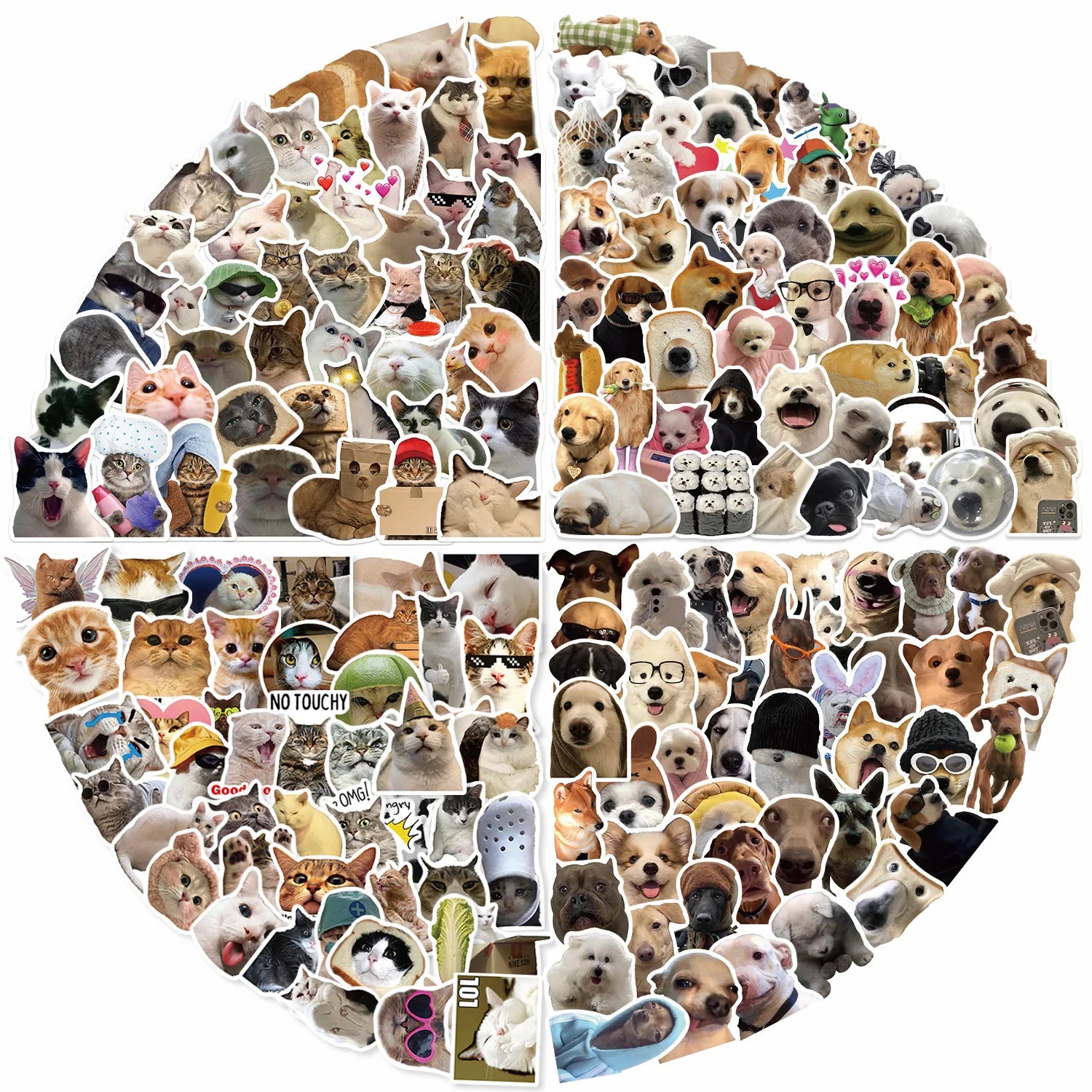 100/200 pegatinas divertidas de gatos Kawaii, animales, perros, para laptop, álbum de recortes, calcomanías decorativas, papelería, pegatinas impermeables de grafiti para niños