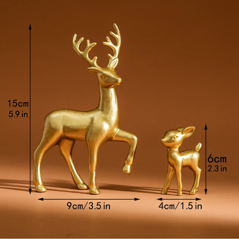 Décor de chambre Mère Biche Sculptures mignonnes pour chambre d'enfant Miniatures Kawaii Sculptures Décoration de Noël à la maison Figurines de faon