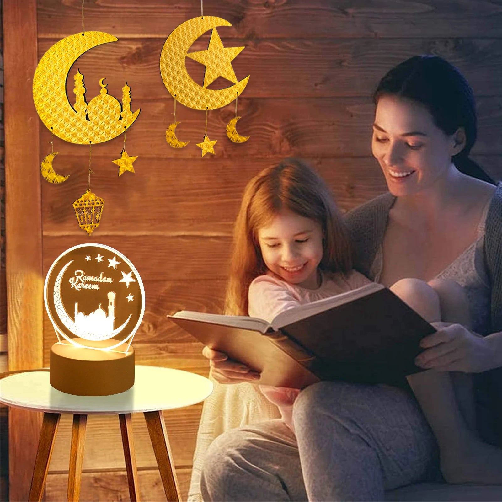 EID Luz Nocturna Mubarak Decoración de Ramadán Para el Hogar 2025 Decoración Islámica Musulmana para Fiestas Ramadán Kareem Feliz Eid Al Adha Ramadán