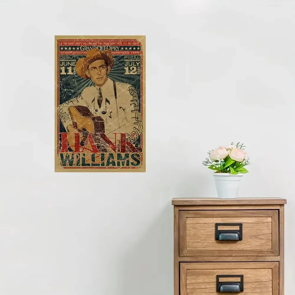 Hank Williams Metal Sign Retro Vintage Country Music Wall Decor for Men Cave Bar Pub Gift