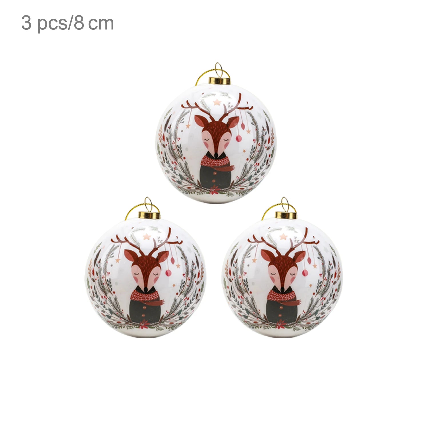 3pcs 8cm Christmas Balls Original Gifts Christmas Decoration 2024 Christmas Tree Decorations Gift Decoration Pendants Baubles