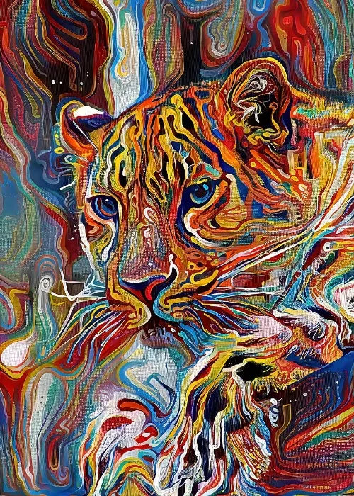 Póster de pintura al óleo de animales abstractos de vapor, pintura al óleo abstracta vintage, decoración artística de animales, impresiones en lienzo estéticas para el hogar y la habitación