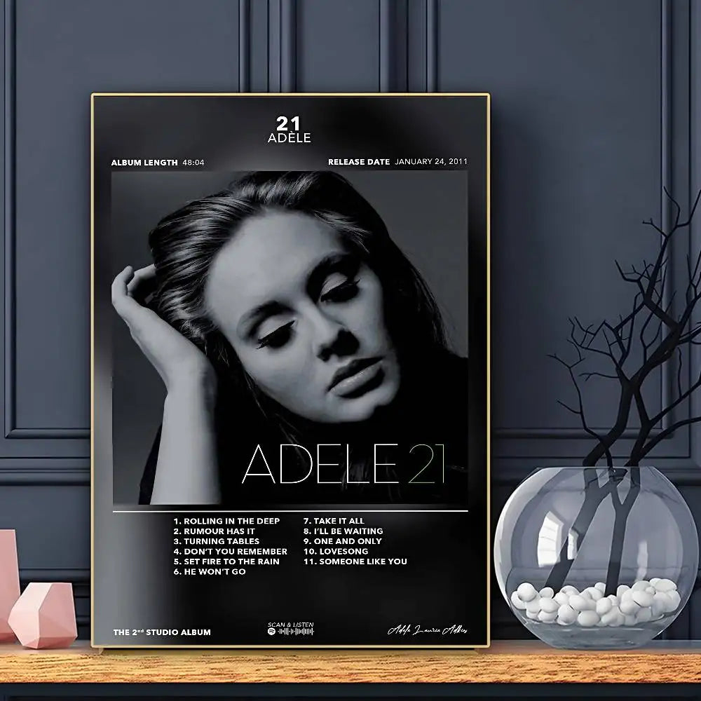 Póster de la cantante Adele, arte HD, adhesivo, impermeable, para la pared, decoración para el hogar, salón, bar