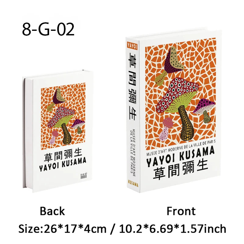 Yayoi Kusama Libros Decorativos de Lujo Abríbles Caja de Almacenamiento de Libros Falsos Adornos de Decoración para el Hogar Decoración de Mesa de Escritorio para Habitación Japonesa
