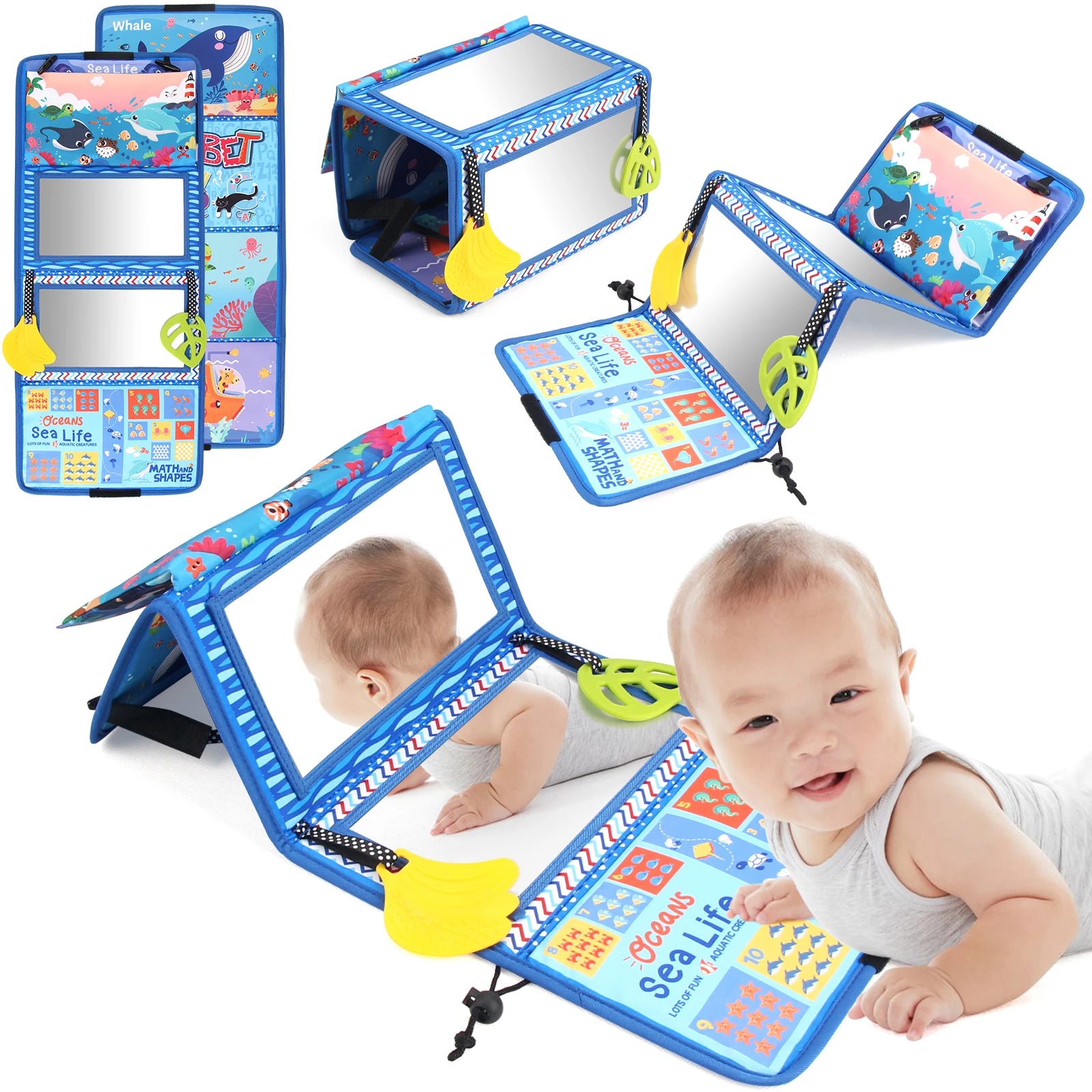 Black and White Baby Floor Mirror Tummy Time Sensory Toys 6-24 Months Baby Toys Montessori Toys Crawling Development Baby Toys