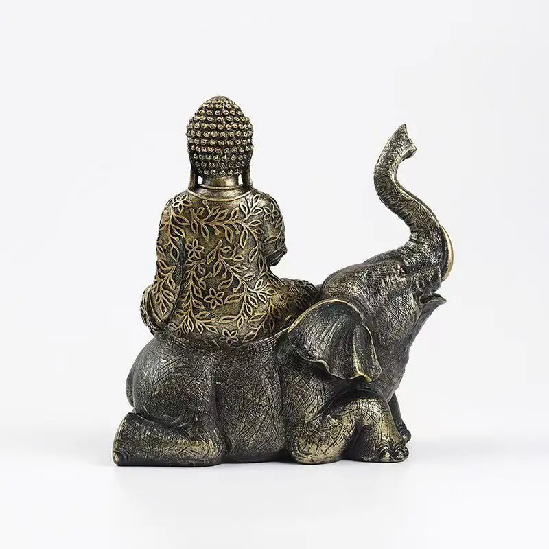 Statue Bouddha Éléphant Thaïlande Bouddha Résine Figurines Bouddhisme Fengshui Hindou Bouddha Assis Figurine Décoration Maison Salon Cadeau
