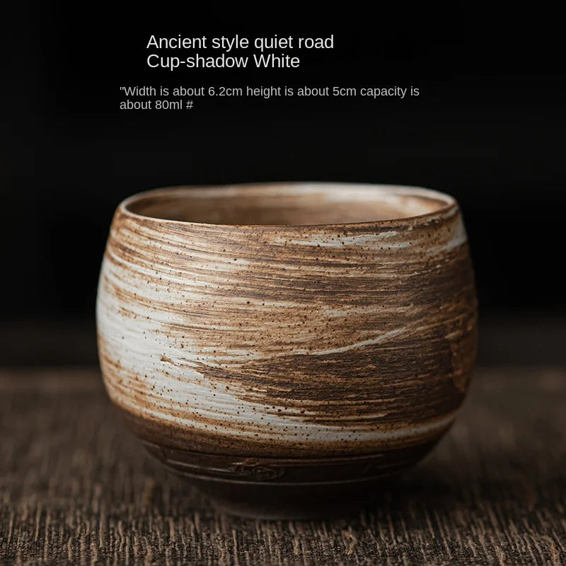 Japonés Hecho a Mano Taza de Té de Cerámica Rústica Juego de Té Kung Fu Taza Individual Estilo Antiguo Sendero Tranquilo Artesanía Antigua Regalo
