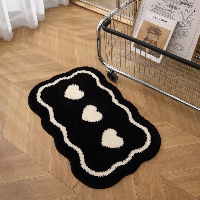 Alfombra de imitación de cachemira, estilo nórdico, en blanco y negro, VIKAMA, cómoda, aislante, para porche, entrada, baño, alfombra para puerta, decoración del hogar