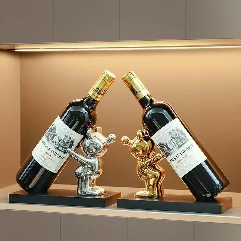 Soporte de almacenamiento de encimera para botellas de vino de oso de burbujas de cerámica para bodas, fiestas y decoración del hogar