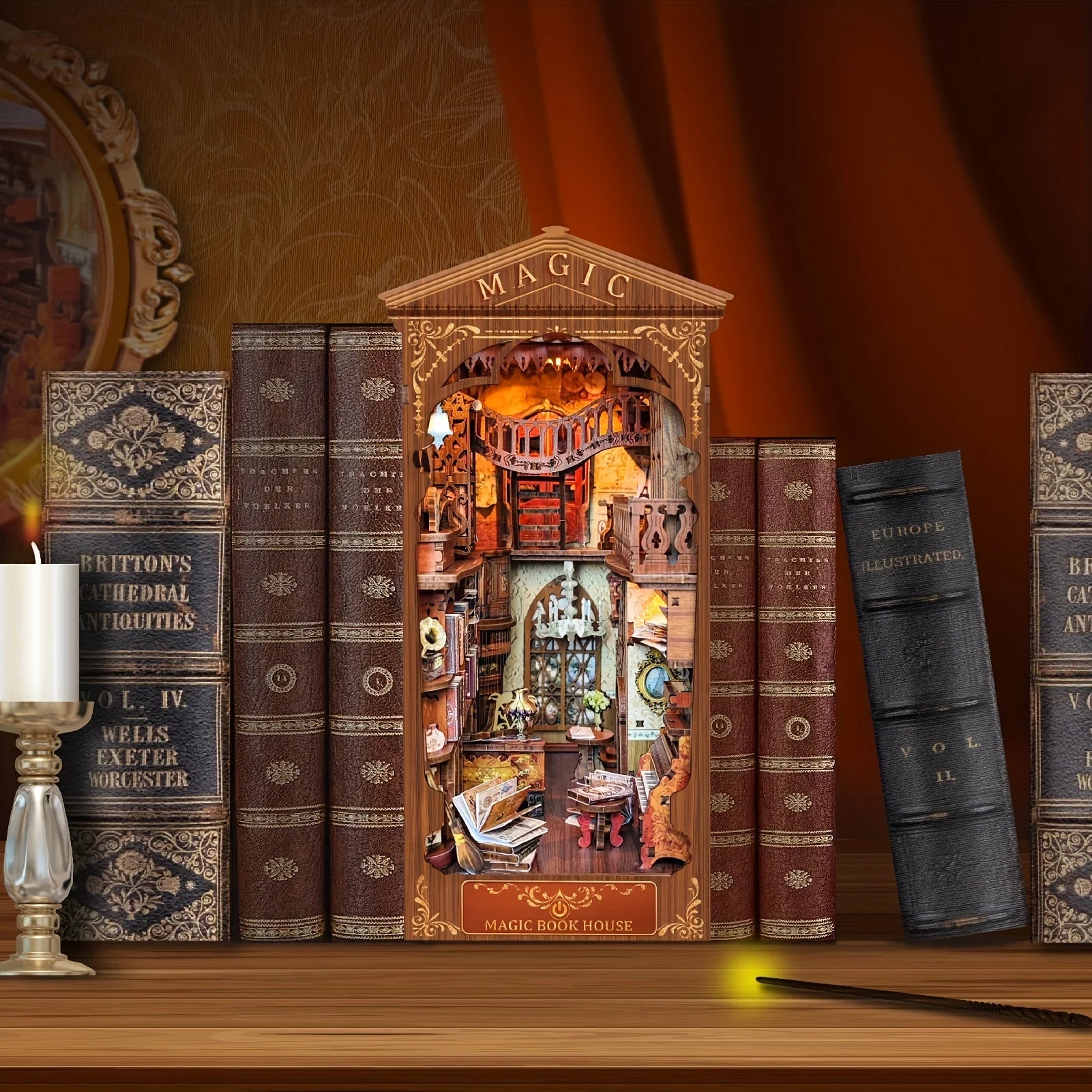 1 unidad, kit de casita de libros DIY, kit de modelo para montar, decoración para estanterías, micromodelo de decoración del hogar, el regalo perfecto para adolescentes y adultos