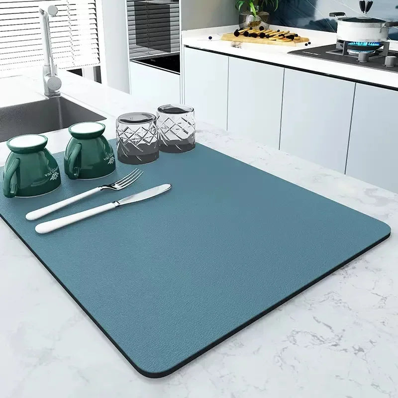 Alfombrilla de encimera de cocina de color sólido de estilo simple VIKAMA, almohadilla de secado de platos que absorbe el agua, almohadilla para cafetera, decoración del hogar