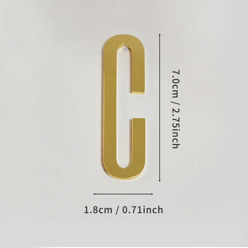 Golden Self Adhesive House Number Metal English Alphabet Letters for Apartment Room Door Plate Table Mailbox Number Stickers 7cm