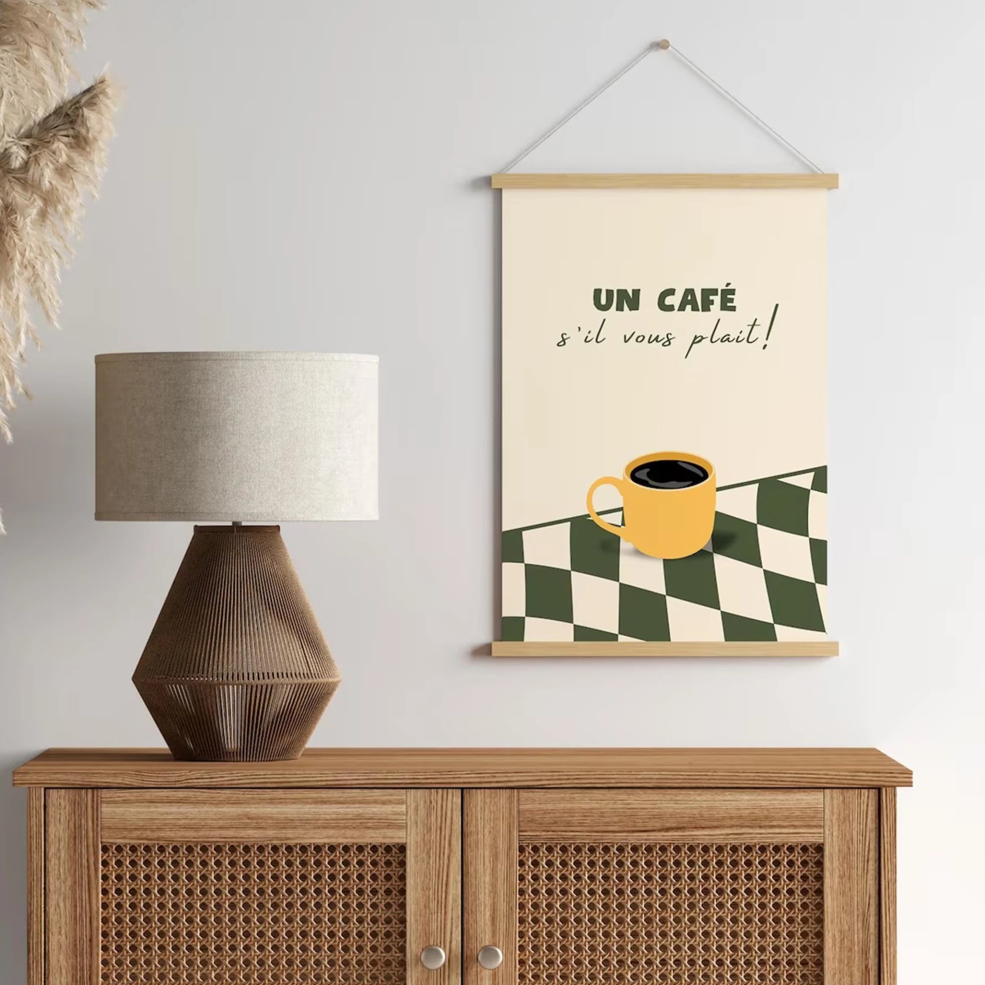 Un Cafe S'il Vous Plait Café Francés Arte de Pared Lienzo Impresión Pintura Póster Imagen Para Cocina Sala de Estar, Dormitorio Decoración del Hogar