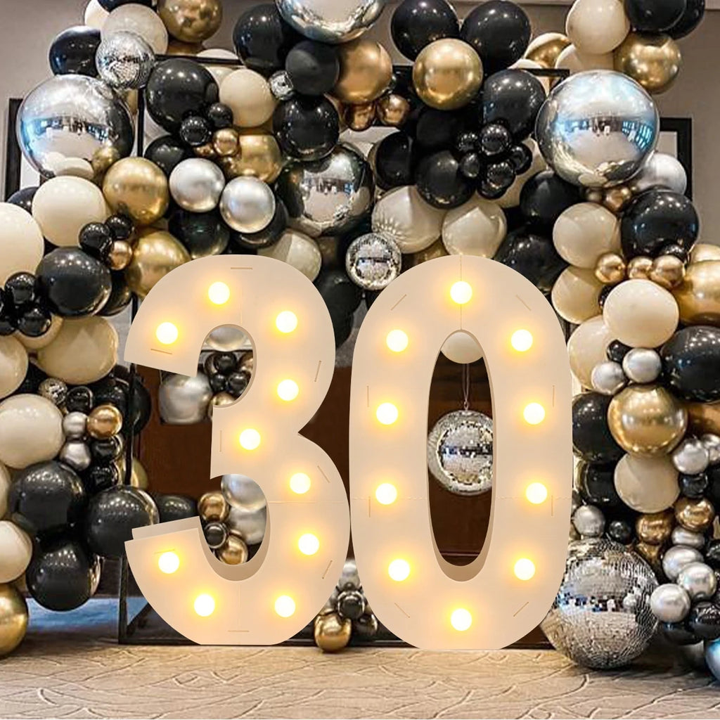 Cadre lumineux LED géant de 91,5 cm, chiffre pour décoration de fête 1er anniversaire, mariage enfants, 30e, 50e, 60e anniversaire, fournitures de fête prénatale