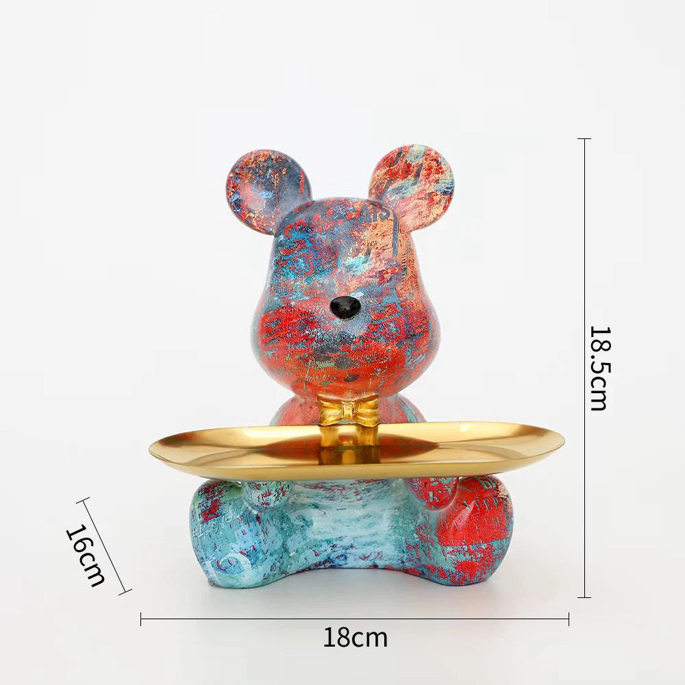 2025 New Graffiti Bear Figurine Home Decoration Animal Statue Keys Storage Shelf Modern Room Sculpture Table Decor Statues Gift