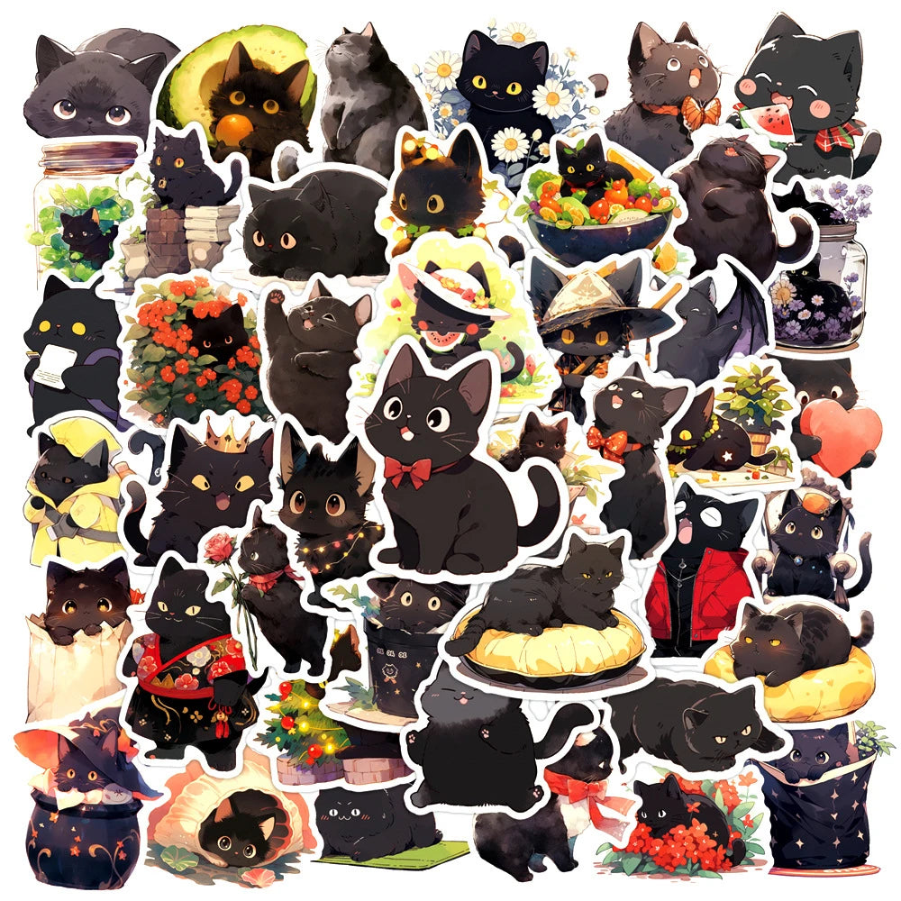 10/30/50 Pièces Autocollants Mignons de Dessin Animé Chat Graffiti Décalque Scrapbook Journal Téléphone Moto Ordinateur Portable Kawaii Imperméable Autocollant Jouet pour Enfants