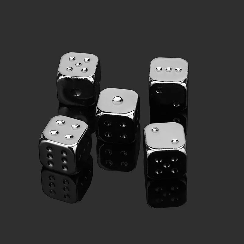 Juego de 5 dados divertidos de metal dorado/plateado/bronce, estándar de 6 caras, para juegos de mesa, accesorios de 13*13 mm