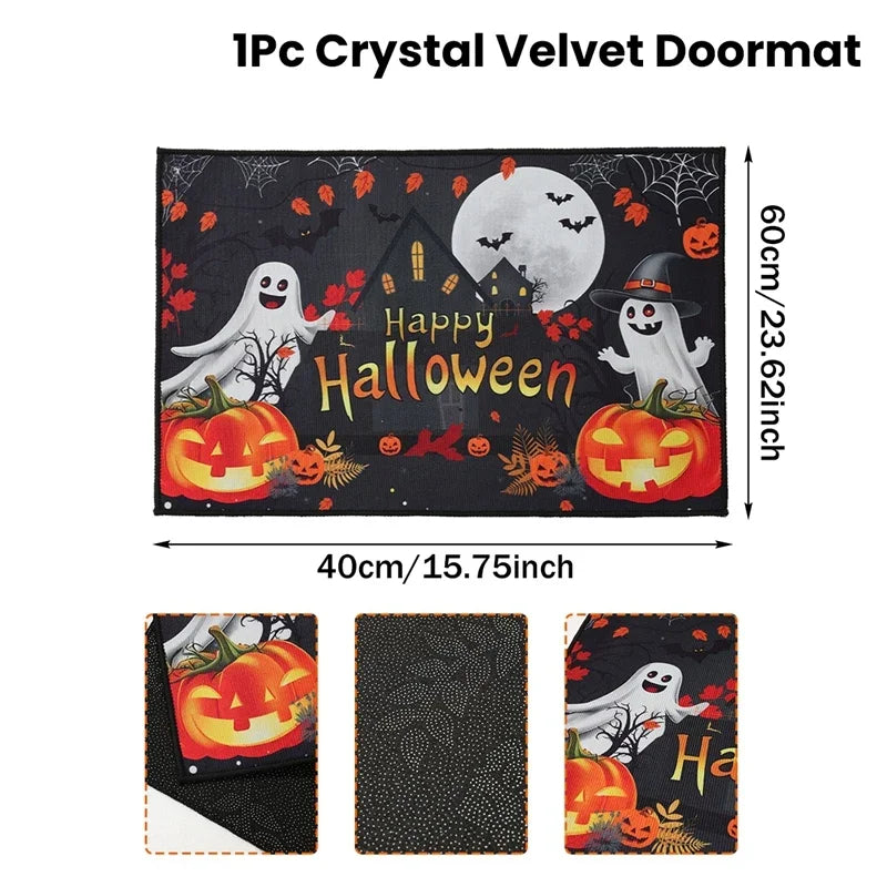VIKAMA Felpudo de Halloween Duradero y Fácil de Limpiar Decoración de Halloween para el Hogar, Adecuado para Dormitorios, Cocinas, Entradas, Etc.