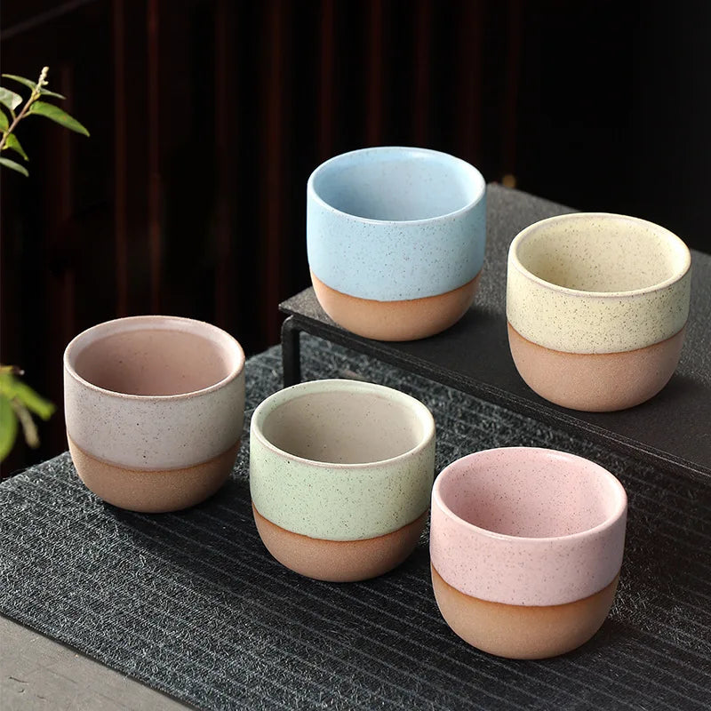 Tasse à thé en céramique artisanale rustique, style rétro chinois Kung Fu, ronde, créative, en céramique, glaçure mate, ustensile à café