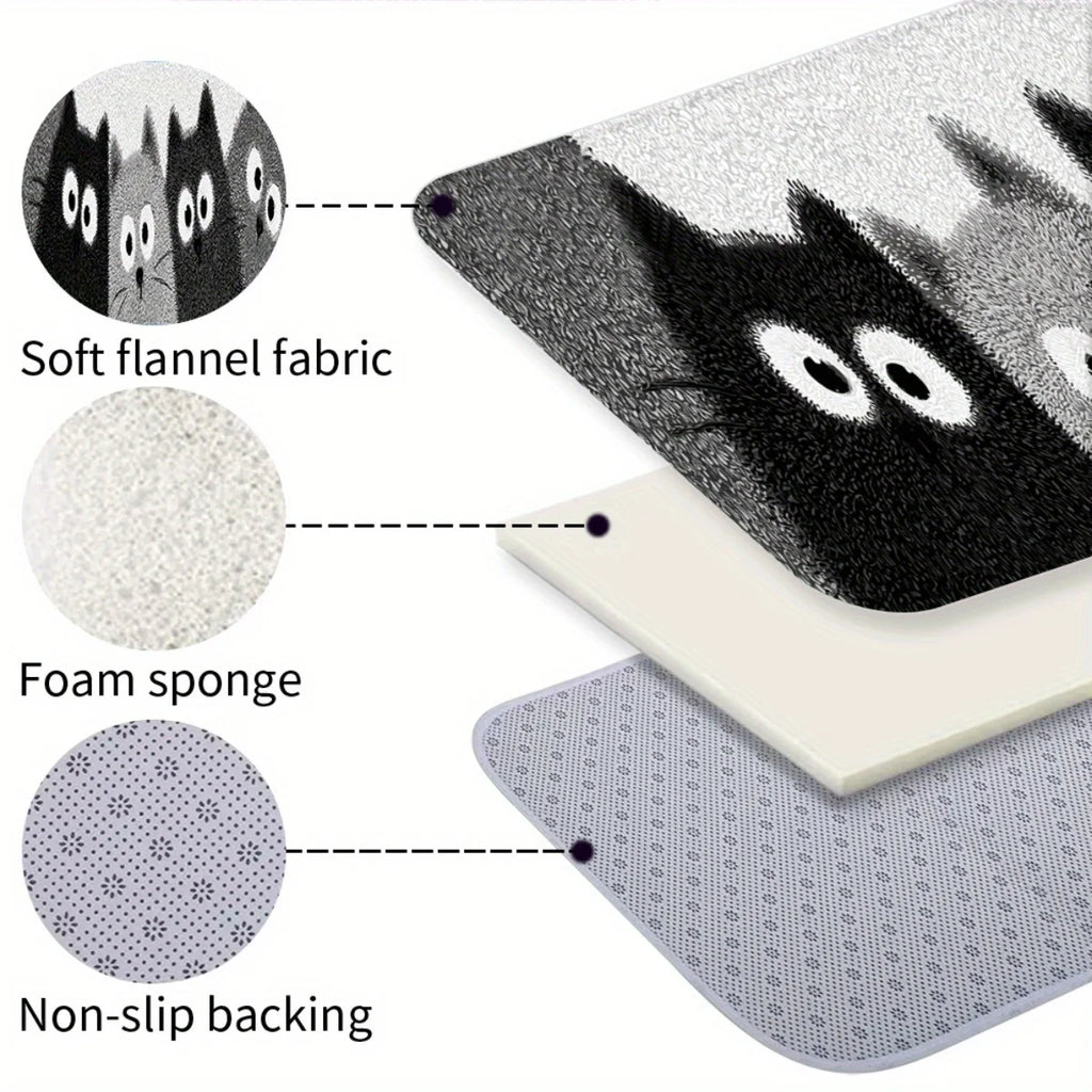 Tapis de sol de dessin animé VIKAMA 4 chatons, tapis de bain doux, paillasson, tapis de cuisine, tapis de salon doux d'hiver pour chambre à coucher, maison