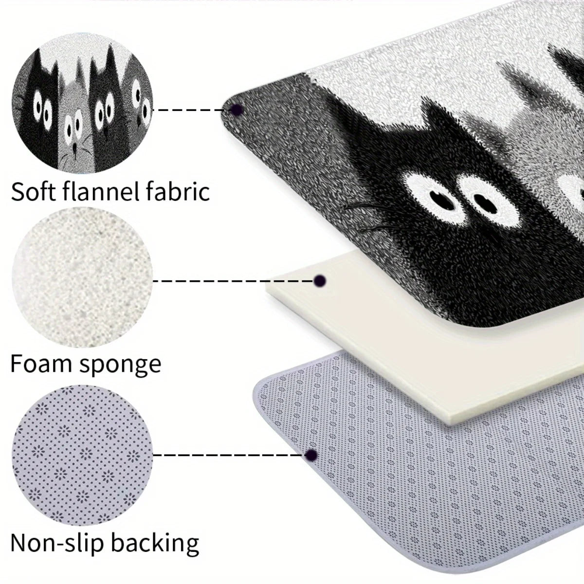 Tapis de sol de dessin animé VIKAMA 4 chatons, tapis de bain doux, paillasson, tapis de cuisine, tapis de salon doux d'hiver pour chambre à coucher, maison