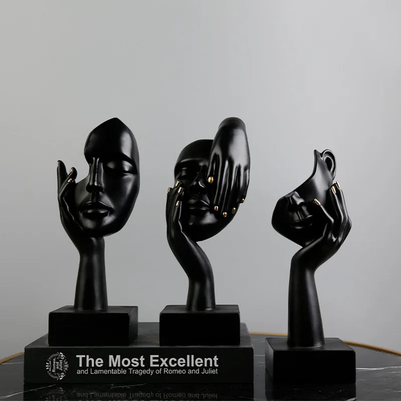 Escultura de cara abstracta de 27 cm, de resina, pensador, figuras para escritorio, oficina, sala de estar, mesa, colección, decoración de figuritas.