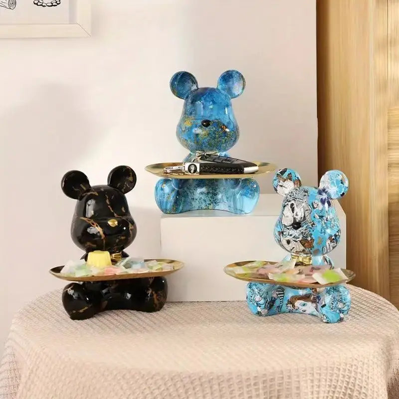 2025 Nouvelle Figurine Ours Graffiti Décoration Maison Statue Animal Étagère Rangement Clés Sculpture Moderne Décoration Table Statues Cadeau