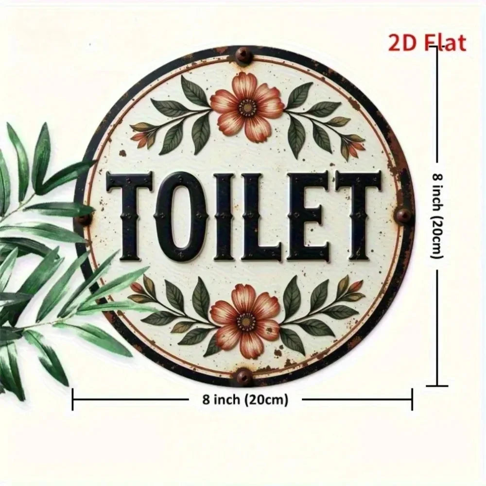 Letrero de inodoro vintage, decoración de baño retro imitación madera, humor, fácil instalación en el hogar