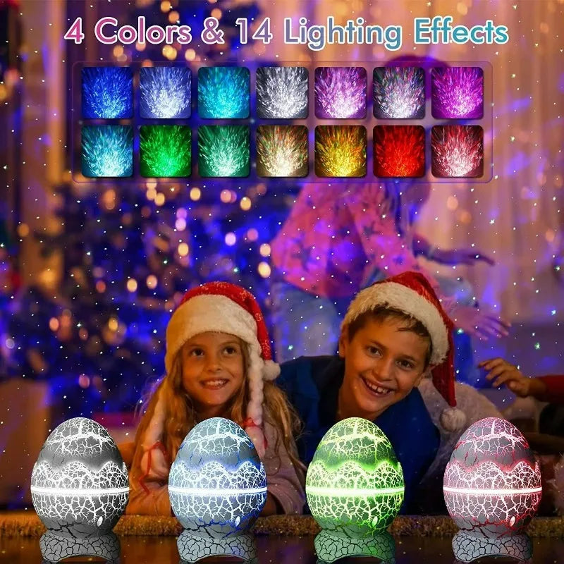 Proyector de Galaxias Huevo de Dinosaurio con Control Remoto, Altavoz Bluetooth, Luz Nocturna LED, Luz de Proyección de Cielo Estrellado, Regalo para Niños
