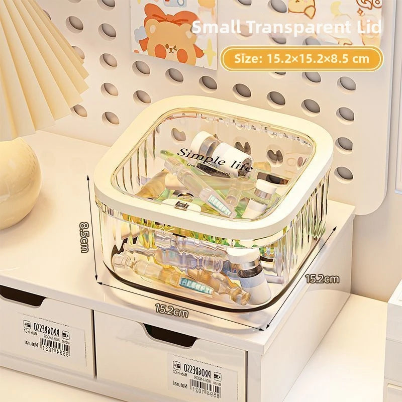 Organizador multifuncional impermeable de accesorios para el cabello con tapa, bote para el escritorio multiusos para artículos esenciales de belleza
