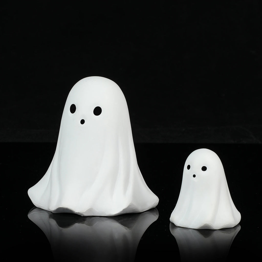 2 Pcs Halloween Decor Indoor-Ghost in Abs Resin Cloche-Cute Ghost for HomeTabletop Party Decor  Holiday Decorations outdoor