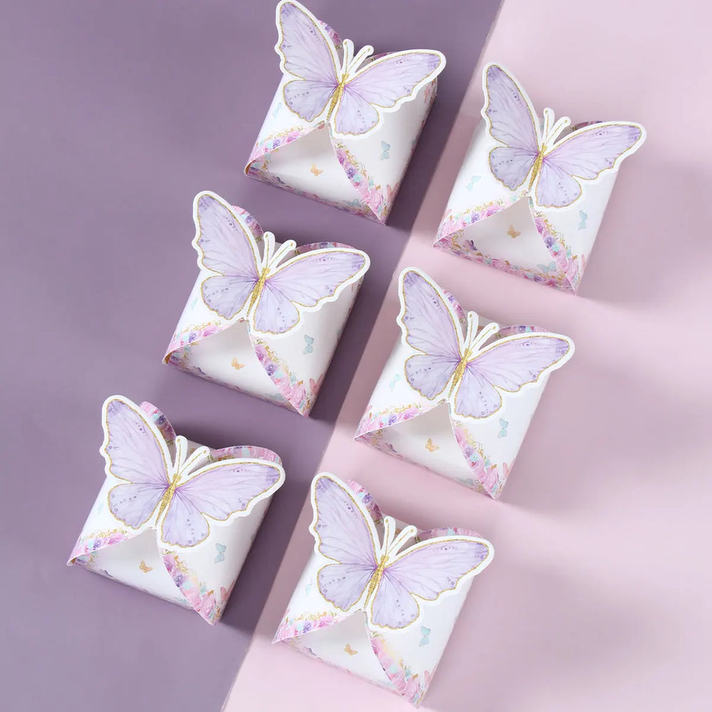 Boîtes à bonbons papillon 12 pièces Boîtes en papier d'emballage cadeau Décorations de fête d'anniversaire pour filles Faveurs de mariage de baby shower pour les invités