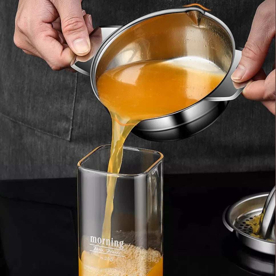 Exprimidor manual de acero inoxidable para limones y naranjas, prensador de cítricos con tazón y colador para extracción de jugo fresco